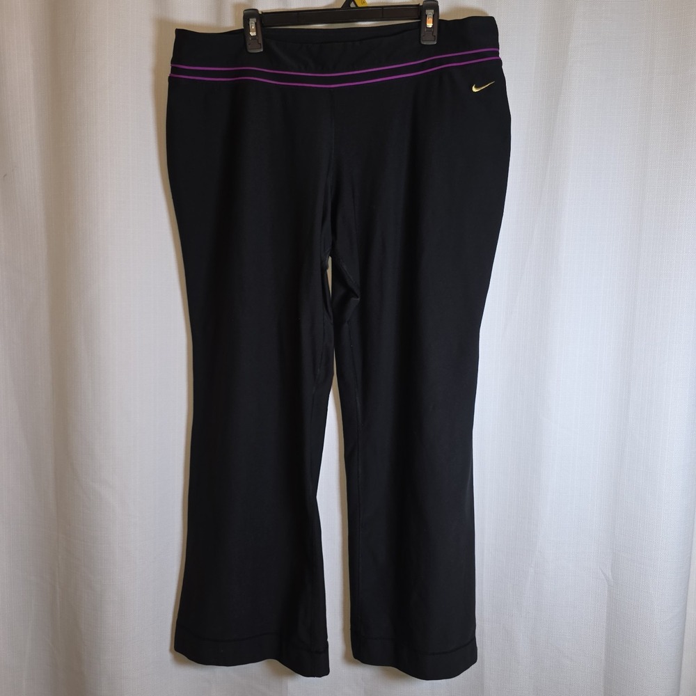 Nike Pants Womens 2X Black Dri-FIT Wide Leg Track Yoga Athletic Training
